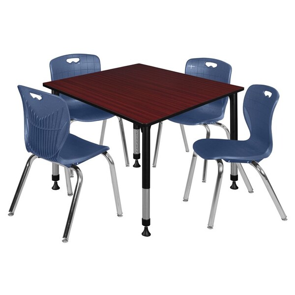 Regency Tables > Height Adjustable > Square Table & Chair Sets, 48 W, 48 L, 23-34 H, Mahogany TB4848MHAPBK40NV - main